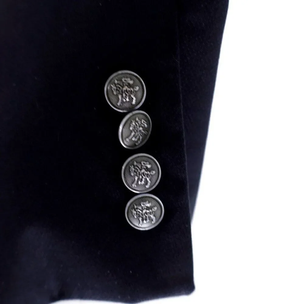 Hart Schaffner Marx Blue Thick Wool 2 Silver Button Blazer 44L‎ / Slim 46L